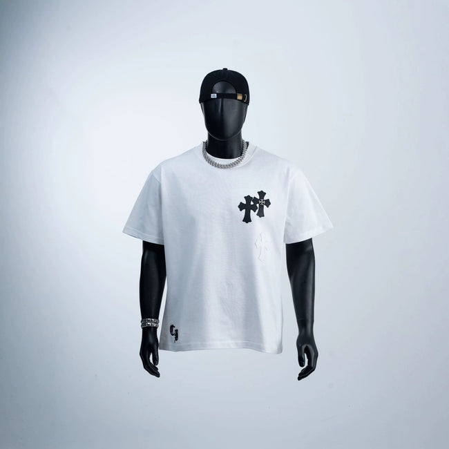 Chrome Hearts Black Cross Logo Short Sleeve T-Shirt (White) Hover Image