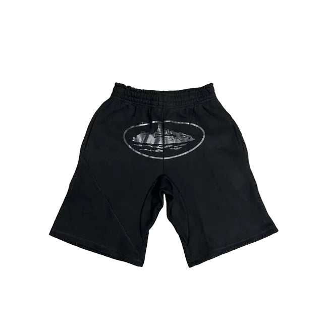 Corteiz Alcatraz Island Graphic Heavyweight Shorts Black/White Hover Image