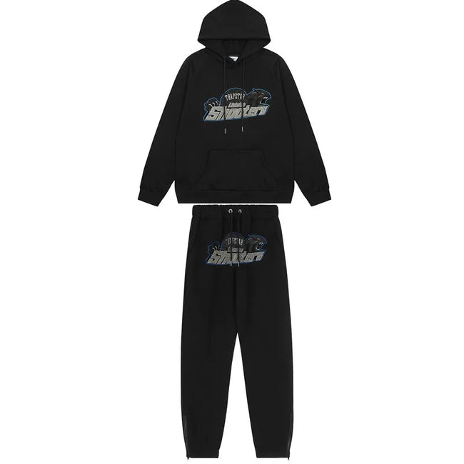 American tide trapstar blue gray tiger head gradient towel embroidered men's and female couple sweater trousers casual set (4) Hover Image