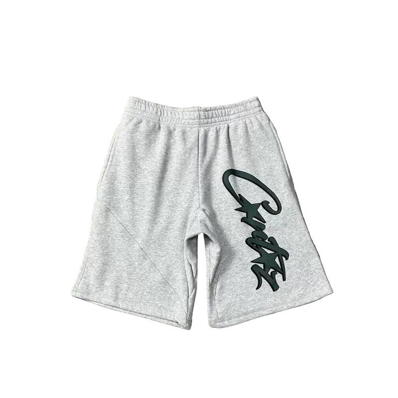 Corteiz Signature Script Logo Heavyweight Shorts grey