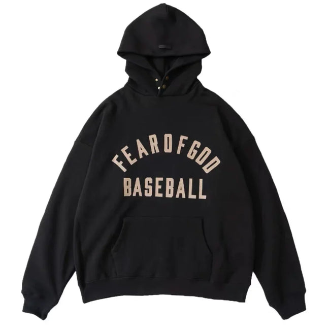 FOG double line heavyweight high street trendy brand hooded sweatshirt with plush loose sweatshirt jacket suitable for men and women, youthful and popular style (30) Hover Image