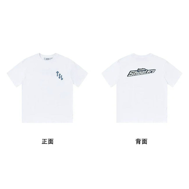 Trapstar Tricolour Text Double Print Black Tee & TSL Chest London Shooters Back White Tee Main Image