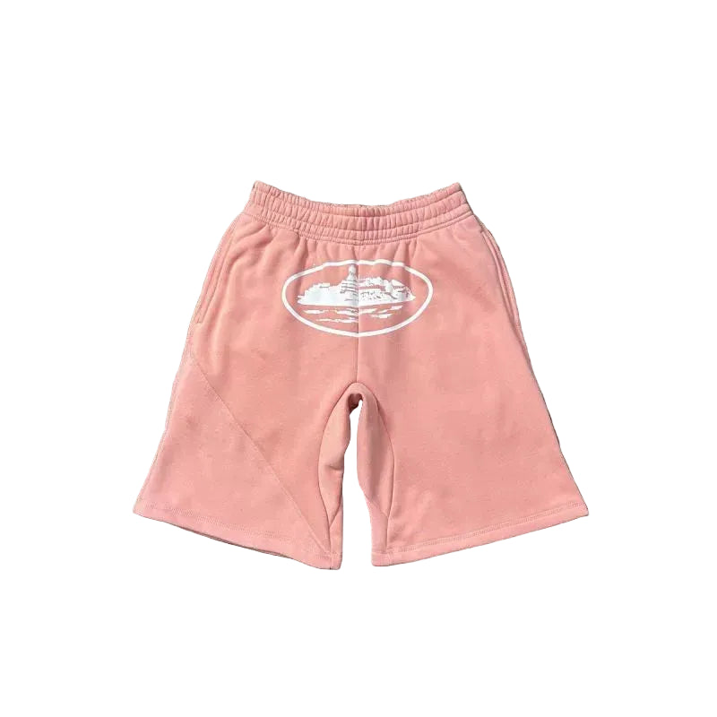 Corteiz Alcatraz Island Graphic Heavyweight Shorts pink