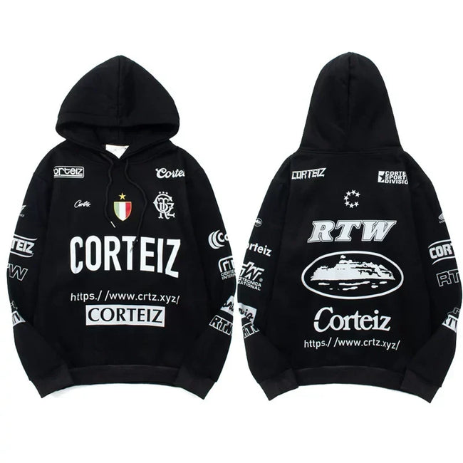 Corteiz All-Over Multi-Logo Heavyweight Hoodie - Black Hover Image