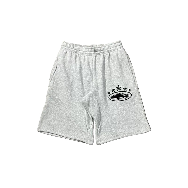 Corteiz 5-Star Alcatraz Island Front Logo Heavyweight Shorts grey