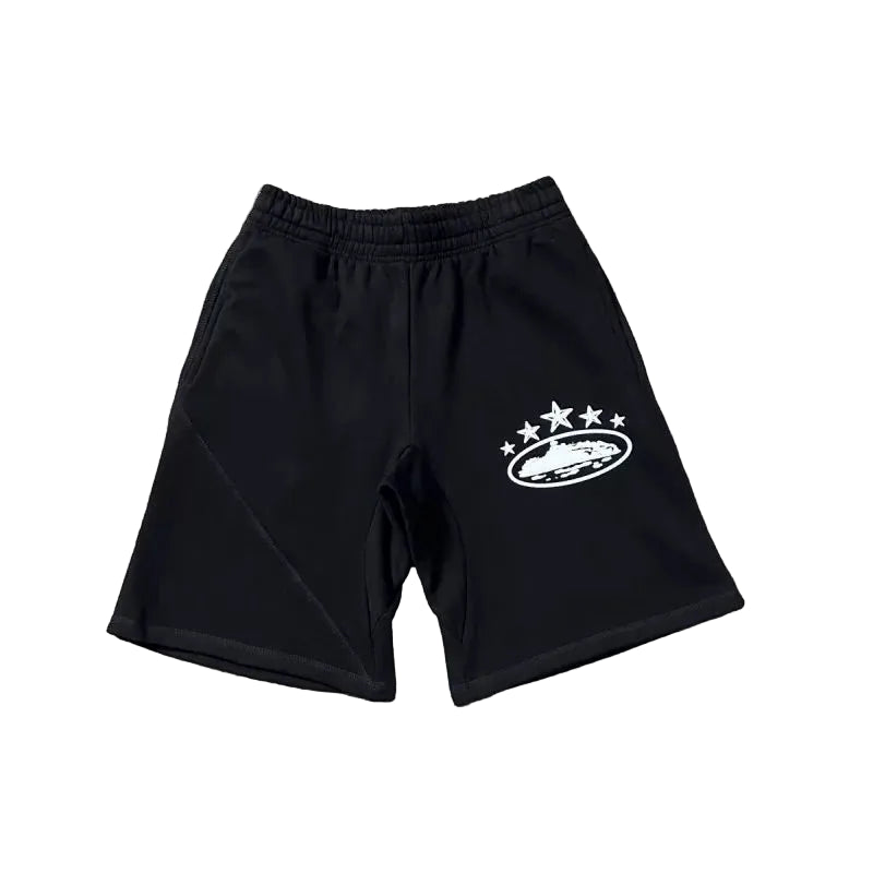 Corteiz 5-Star Alcatraz Island Front Logo Heavyweight Shorts black