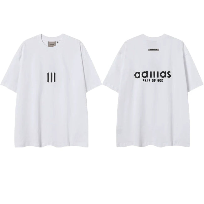 ESSENTIALS Short sleeved T-shirt European and American High Street FOG Double Line Men's and Women's American Trendy Brand Pure Cotton Round Neck Loose Set (15) Hover Image