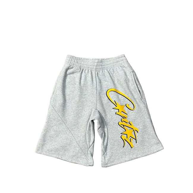 Corteiz Signature Script Logo Heavyweight Shorts grey/yellow Hover Image