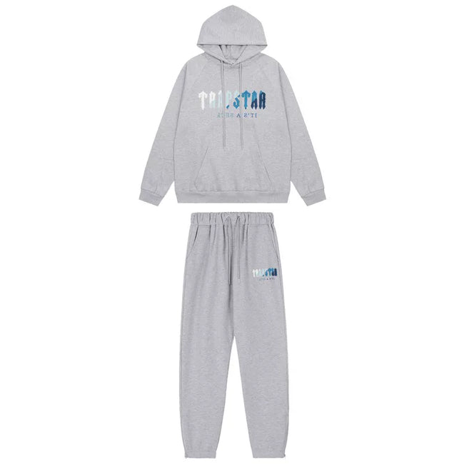 American tide trapstar blue gray tiger head gradient towel embroidered men's and female couple sweater trousers casual set (21) Hover Image