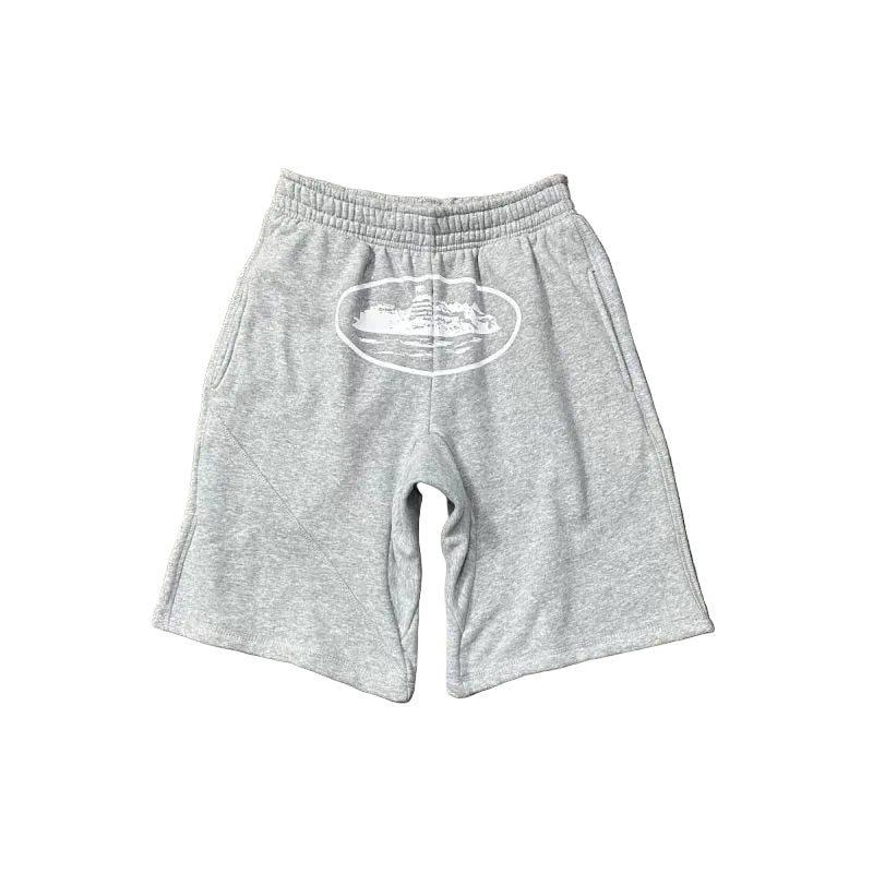 Corteiz Alcatraz Island Graphic Heavyweight Shorts Heather Grey