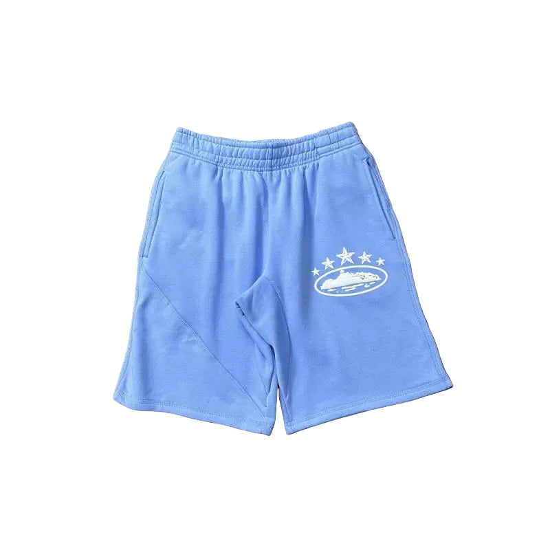 Corteiz 5-Star Alcatraz Island Front Logo Heavyweight Shorts blue
