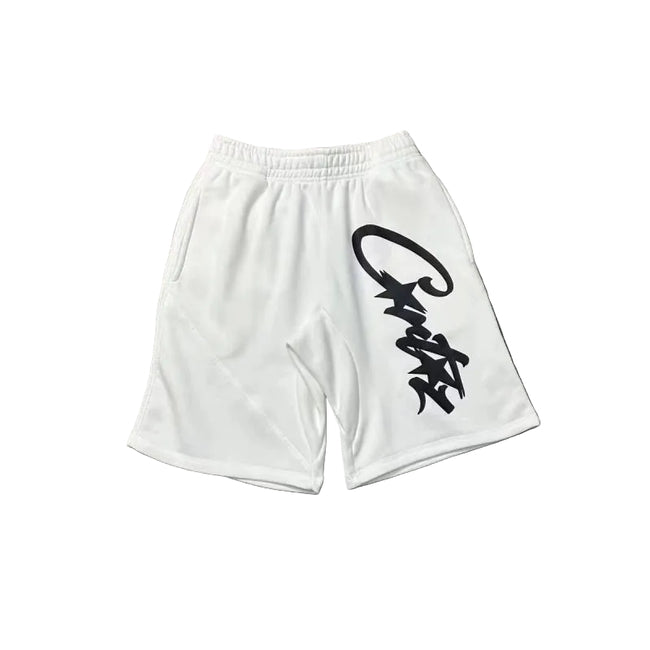 Corteiz Signature Script Logo Heavyweight Shorts white/black Hover Image