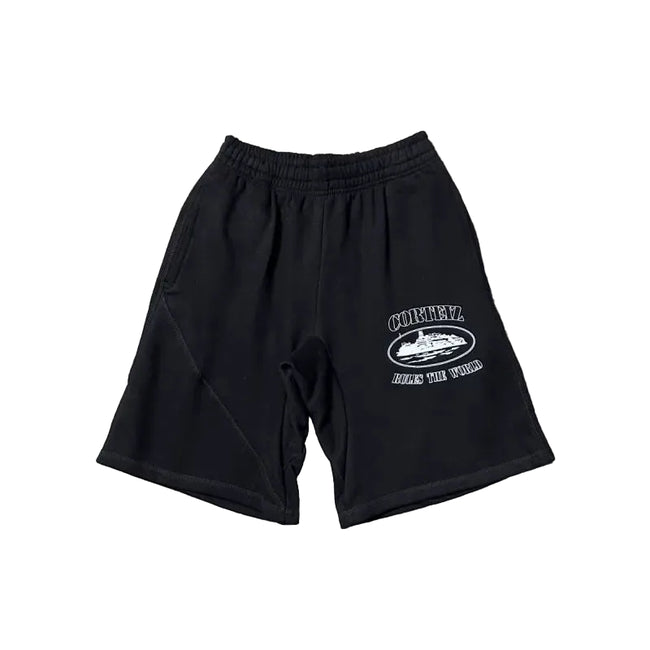 Corteiz Alcatraz Island Front Oval Logo Heavyweight Shorts black Hover Image