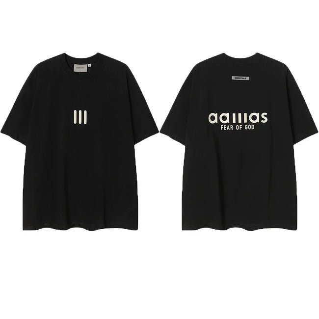 ESSENTIALS Short sleeved T-shirt European and American High Street FOG Double Line Men's and Women's American Trendy Brand Pure Cotton Round Neck Loose Set (13) Hover Image