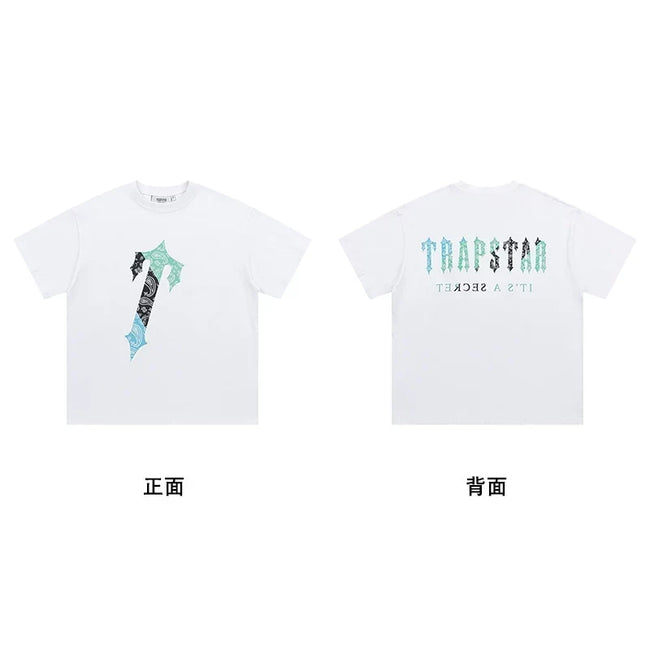 Trapstar Paisley T Back Logo Black Tee & Paisley Split T Back Logo White Tee Main Image